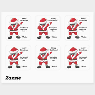 Pegatina Cuadrada Personalizado Textos Dabbing Dancing Santa