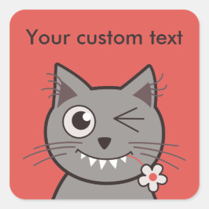 Pegatina Cuadrada Personalizado Textos Gracioso Winking Personalizad