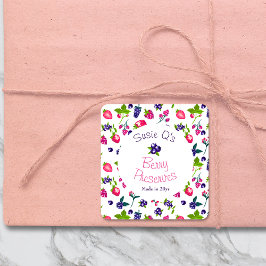 Pegatina Cuadrada Personalizado White・Berry Preserve DIY Canning