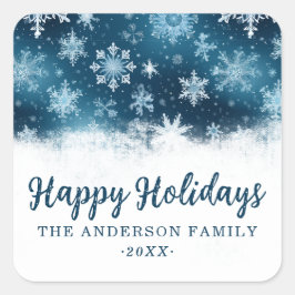 Pegatina Cuadrada Personalizado Winter Wonderland Snowflake Navidade