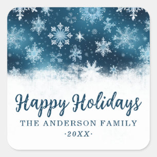 Pegatina Cuadrada Personalizado Winter Wonderland Snowflake Navidade