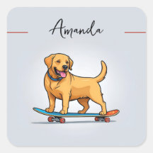 Personalizado Yellow Joyful Skateboarding Labrador