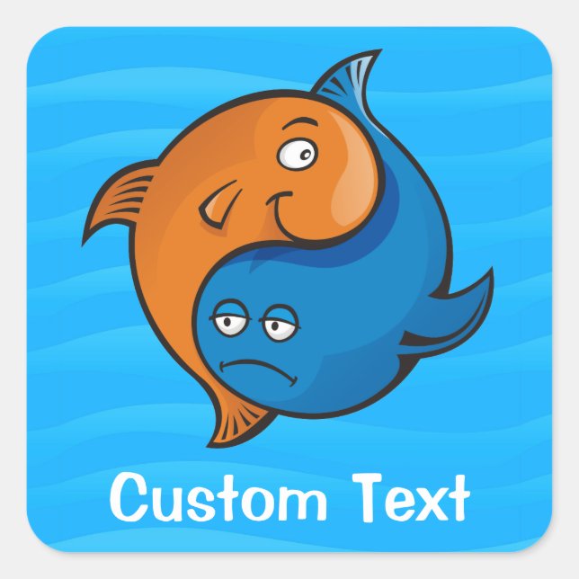 Pegatina Cuadrada Personalizado Yin Yang Fish (Anverso)