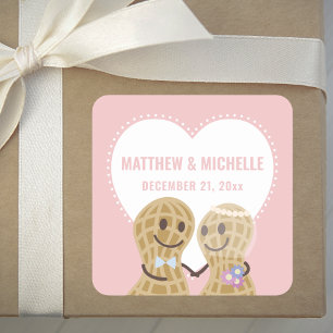 Pegatina Cuadrada Personalizados Cute Nueces Sobre El Otro Favor De