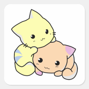 Pegatina Cuadrada personalizados de gatitos acurrucarse gatos lindos