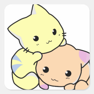 Pegatina Cuadrada personalizados de gatitos acurrucen gatos lindos