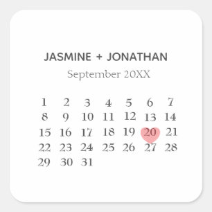 Pegatina Cuadrada Personalizar del calendario su día especial