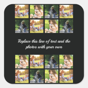 Pegatina Cuadrada Personalizar el collage de fotografías y el pegati