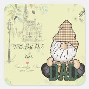 Pegatina Cuadrada Personalizar el genoma de papá   Regalo Green Vint