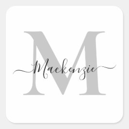 Pegatina Cuadrada Personalizar el nombre inicial del monograma