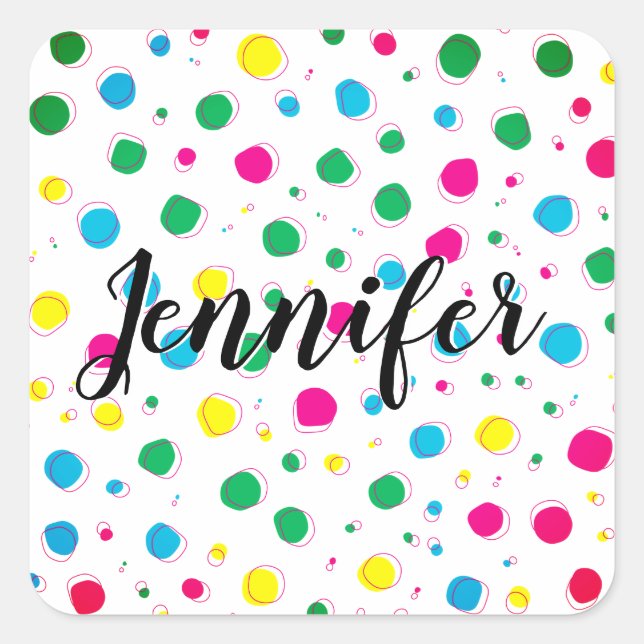 Pegatina Cuadrada Personalizar Feliz Cumpleaños (Anverso)