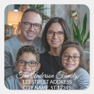 Pegatina Cuadrada Personalizar la foto de su propia familia Personal