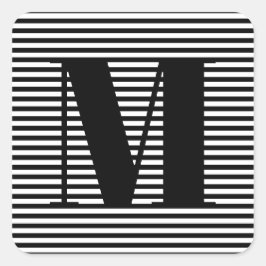 Pegatina Cuadrada Personalizar monograma franjas blancas iniciales