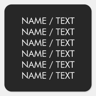 Pegatina Cuadrada Personalizar Nombre texto minimalista blanco elega