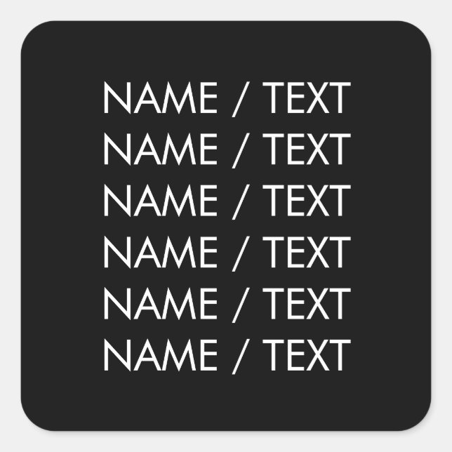 Pegatina Cuadrada Personalizar Nombre texto minimalista blanco elega (Anverso)