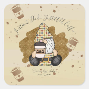 Pegatina Cuadrada Personalizar para el padre amante del café Vinta