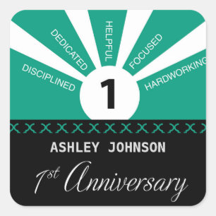 Pegatina Cuadrada Personalizar, primer año de aniversario de emplead