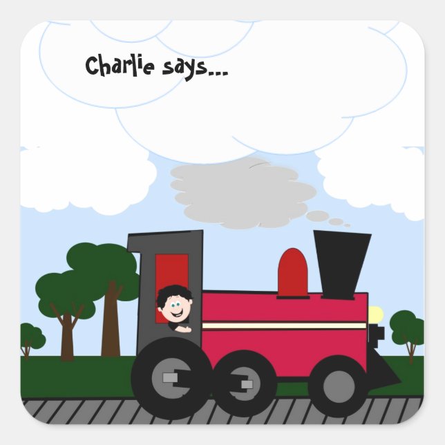 Pegatina Cuadrada Personalizar Su Tren (Anverso)