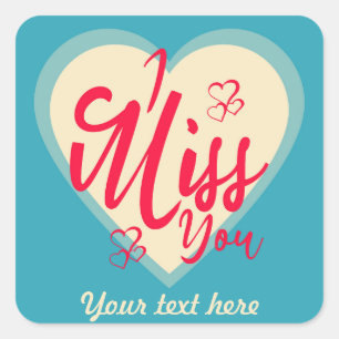 Pegatina Cuadrada Personalizar te extraño con corazones decorativos