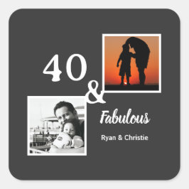 Pegatina Cuadrada Personalized 40 & fabulous Men's gift