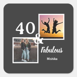 Pegatina Cuadrada Personalized 40 & fabulous women's gift