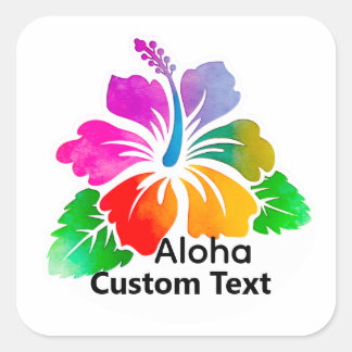 Pegatina Cuadrada Personalized Aloha Hibiscus Tropical Flower