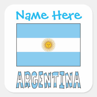 Pegatina Cuadrada Personalized Argentina Flag Square Label