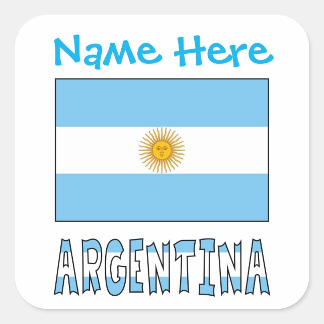 Pegatina Cuadrada Personalized Argentina Flag Square Label (Anverso)