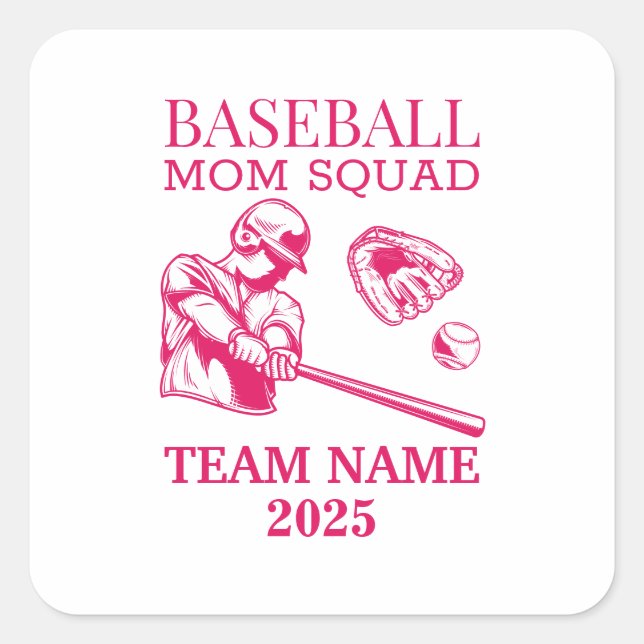 Pegatina Cuadrada Personalized baseball mom  (Anverso)