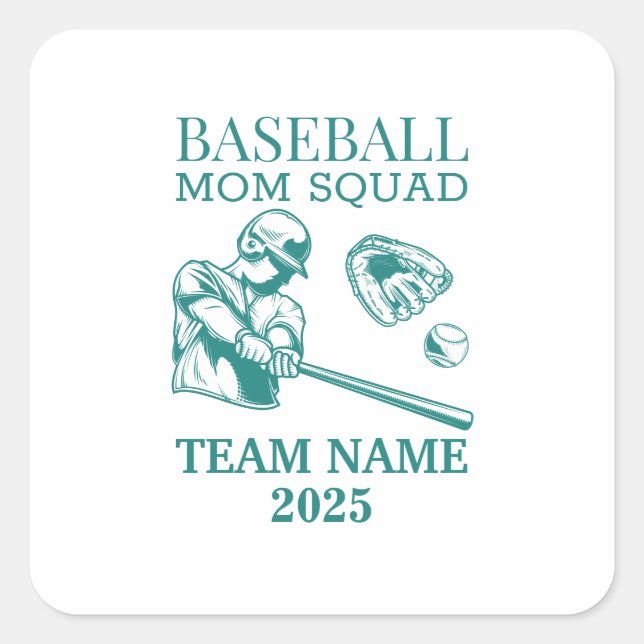 Pegatina Cuadrada Personalized baseball mom  (Anverso)