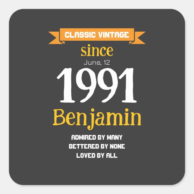 Pegatina Cuadrada Personalized Birthday Gift (Anverso)