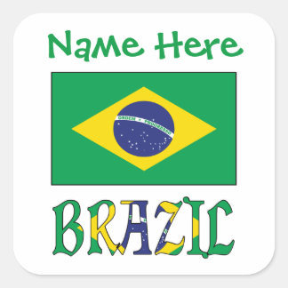 Pegatina Cuadrada Personalized Brazil Flag Square Label