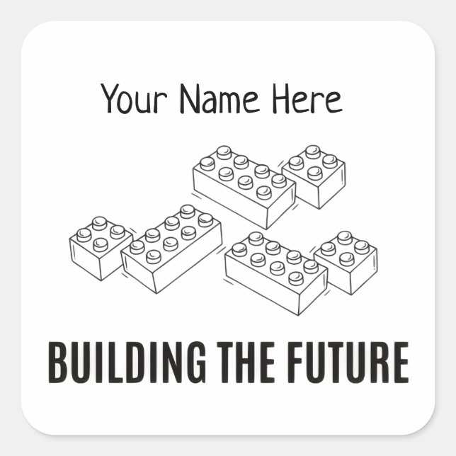 Pegatina Cuadrada Personalized Building Bricks (Anverso)