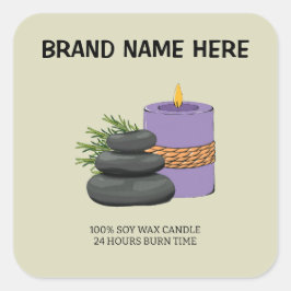 Pegatina Cuadrada Personalized Candle Label | Custom Brand Name Here