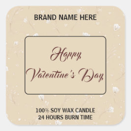 Pegatina Cuadrada Personalized Candle Label Happy Valentine’s Day