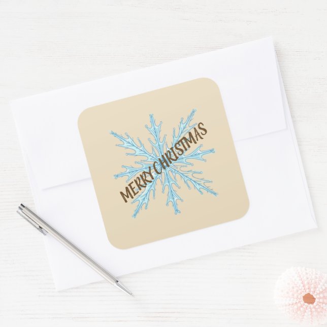 Pegatina Cuadrada Personalized Christmas Snowflake Stickers – Labels (Sobre)