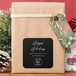 Pegatina Cuadrada Personalized Company Logo Holiday Greetings