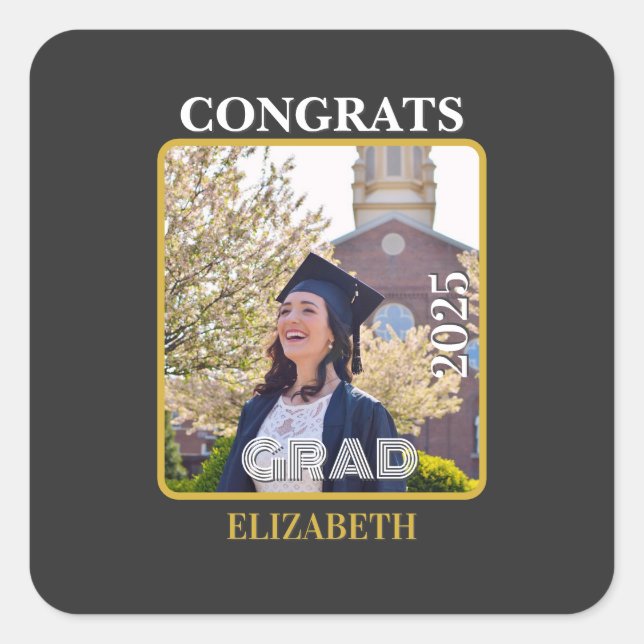 Pegatina Cuadrada Personalized congrats grad 2025 (Anverso)