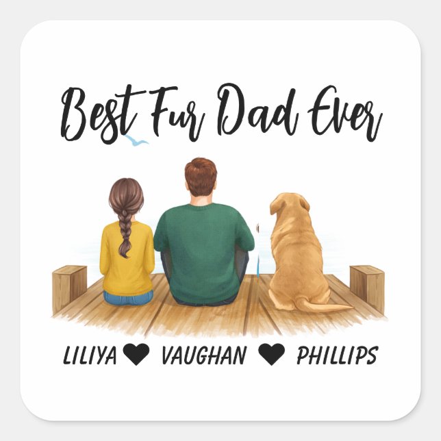Pegatina Cuadrada Personalized Dog Dad | Best Dog Dad Ever  (Anverso)