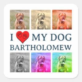 Pegatina Cuadrada Personalized Dog Pop Art Pet Lover Gift