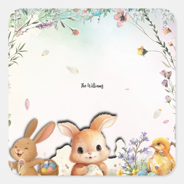 Pegatina Cuadrada Personalized Easter Stickers (Anverso)