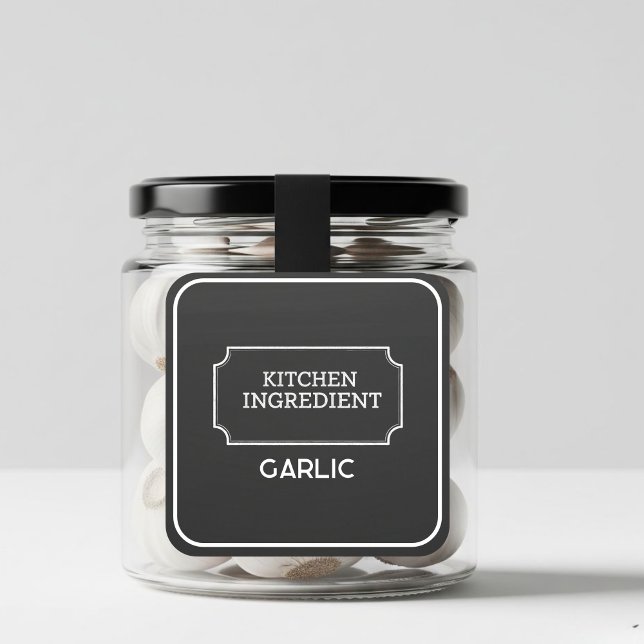 Pegatina Cuadrada Personalized Elegant Black Square Food Labels  (Subido por el creador)