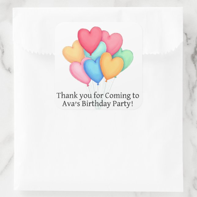 Pegatina Cuadrada Personalized favor stickers kids party (Bolso)
