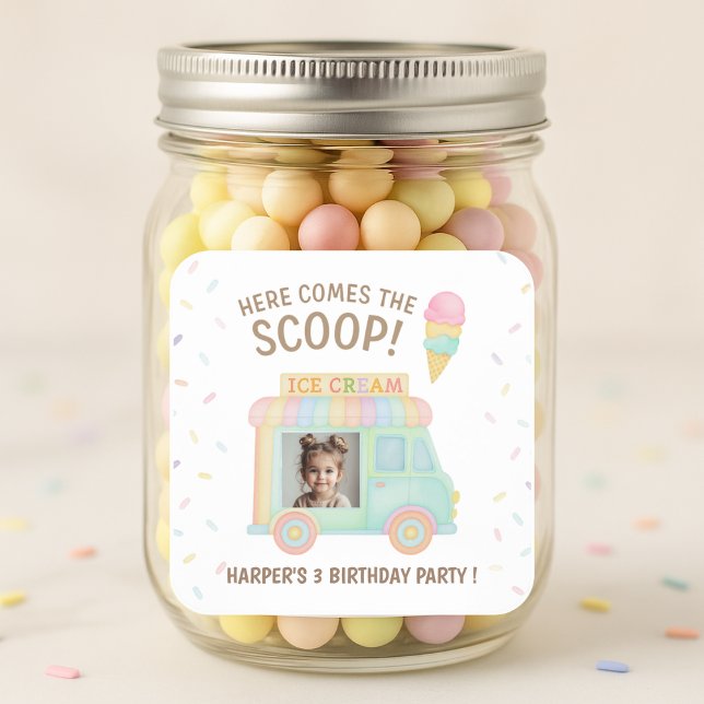 Pegatina Cuadrada Personalized Ice Cream Truck Rainbow Sprinkle  (Subido por el creador)