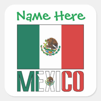 Pegatina Cuadrada Personalized Mexico Flag Square Label