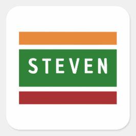 Pegatina Cuadrada Personalized Name Stickers Retro Stripe Badge