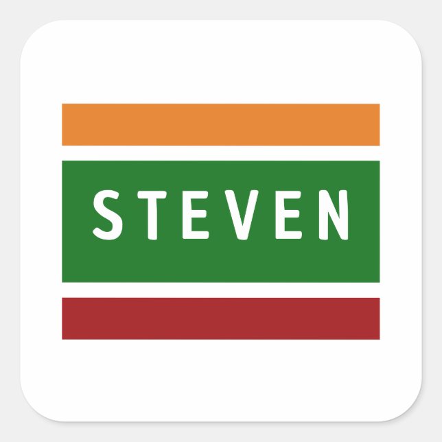 Pegatina Cuadrada Personalized Name Stickers Retro Stripe Badge (Anverso)