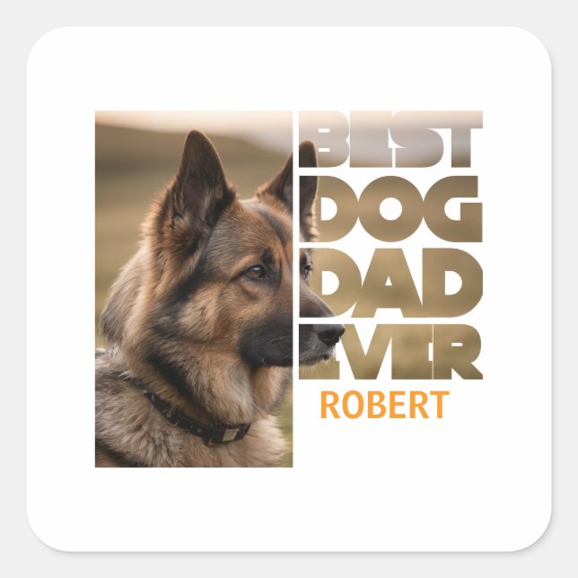 Pegatina Cuadrada Personalized Photo Best dog dad ever (Anverso)