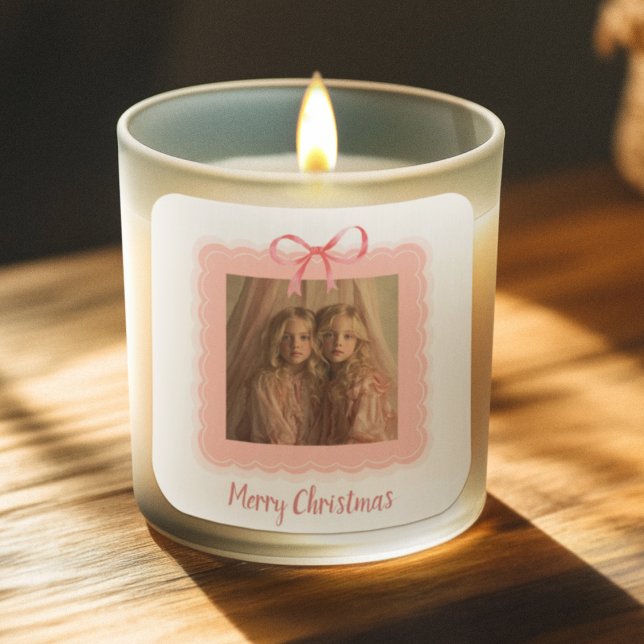 Pegatina Cuadrada Personalized Photo Merry Christmas Candle Label (Subido por el creador)
