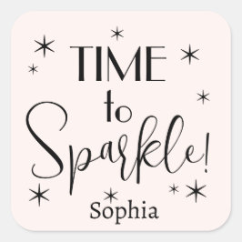 Pegatina Cuadrada Personalized Pink Festive Christmas Gift Label